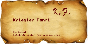 Kriegler Fanni névjegykártya